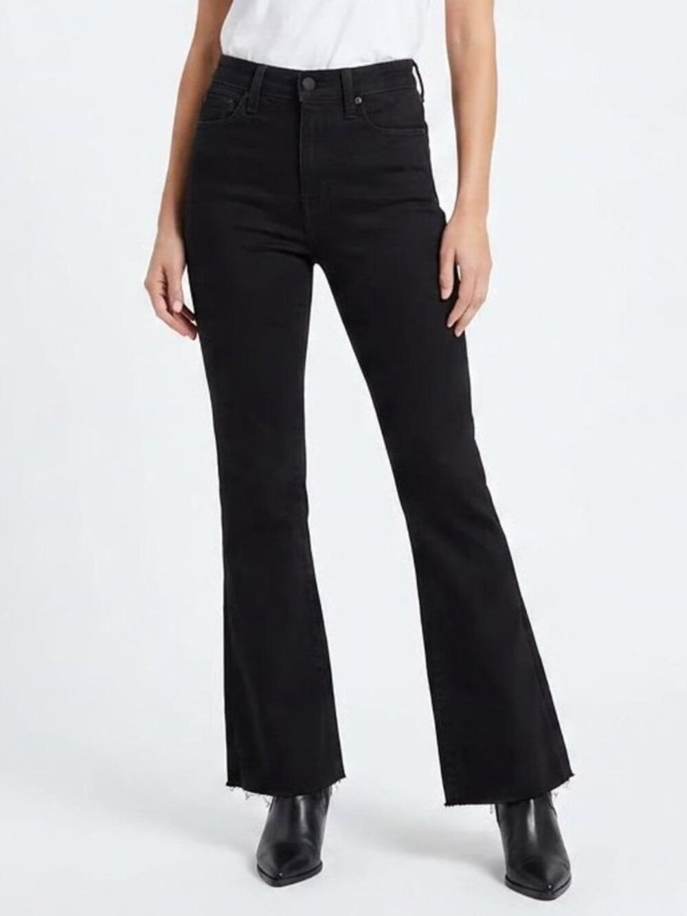 7 For All Mankind Luxe Vintage Bootcut Jeans Black Raw Hem size 26 Western Boho